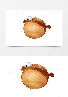 卡通简约可爱刺刺鱼海洋生物