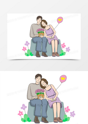 卡通简约人物情人节情侣