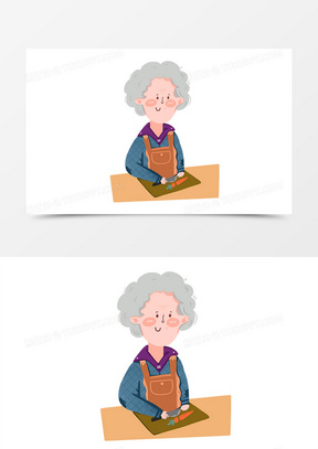 卡通简约可爱奶奶做饭时光