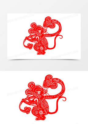 鼠年老鼠玉如意剪纸元素