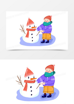 卡通可爱男孩冬季寒假生活元素