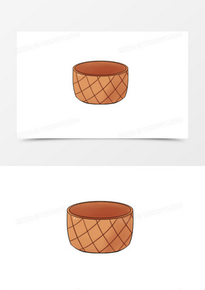 简约卡通劳动节橙色竹筐手绘元素