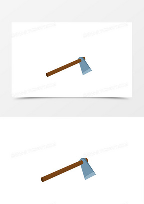 手绘卡通简约小清新蓝色锄头