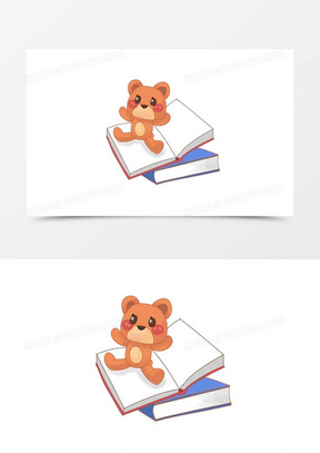 卡通风可爱儿童图书节黄色玩偶彩色图书元素