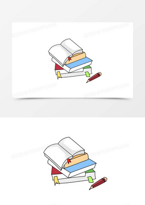 卡通手绘可爱儿童图书节彩色图书铅笔元素