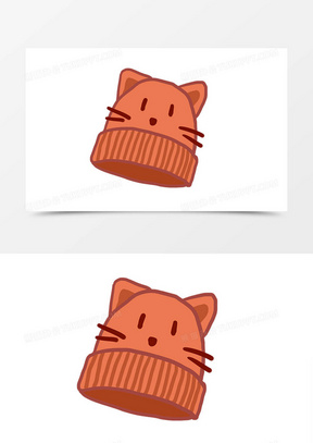 可爱卡通桔色猫耳针织帽手绘元素