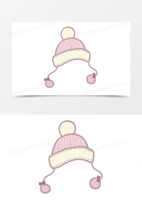 粉色卡通棉毛帽子手绘素材