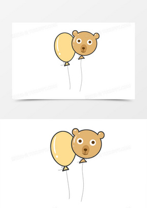 卡通简约黄色可爱小熊气球手绘元素