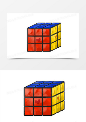 卡通玩具魔方手绘元素