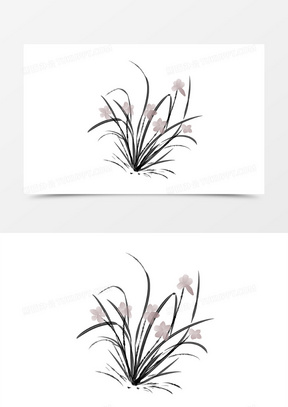 唯美古风植物水墨兰花矢量素材