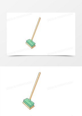 手绘卡通风劳动节可爱黄色拖把元素