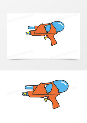 卡通小清新儿童节玩具蓝色水枪手绘元素