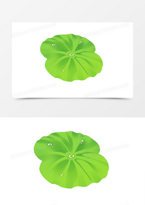 手绘卡通风立夏圆形绿色荷叶元素