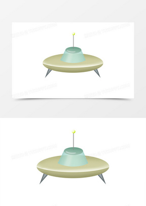 卡通手绘航天日玻璃罩尖脚飞碟元素