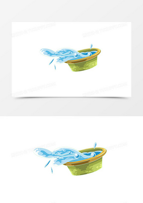 高清创意卡通泼水节傣族圆形敞口黄色大水盆手绘素材