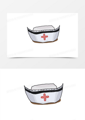 护士节白色板绘卡通职业帽子红十字元素免抠