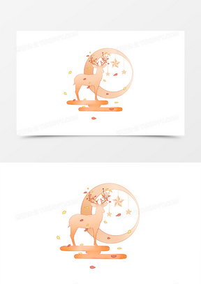 圣诞节121鹿82矢量手绘动物鹿92梦幻素材森林系图片 唯美插画70鹿60