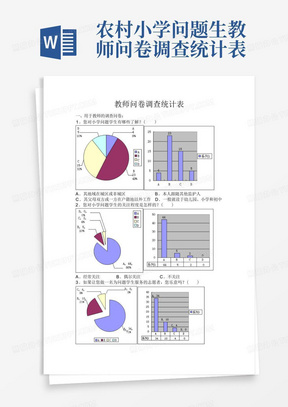 农村小学问题生教师问卷调查统计表-