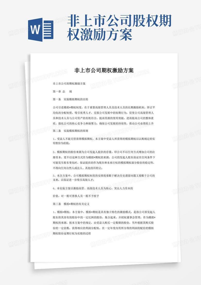 非上市公司期权激励方案