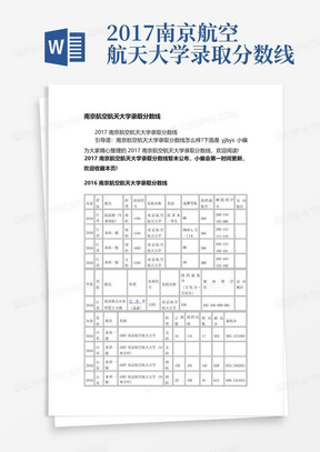 2017南京航空航天大学录取分数线