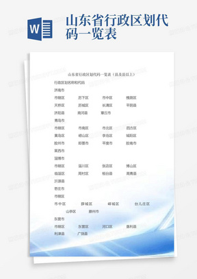 山东省行政区划代码一览表