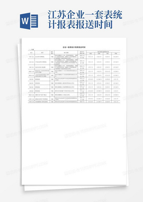江苏企业一套表统计报表报送时间