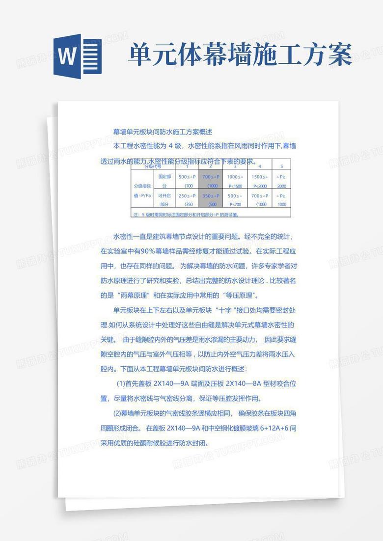 外幕墙单元板块间防水施工方案概述-TT