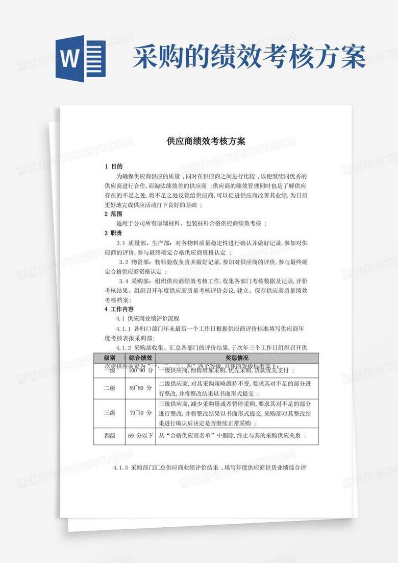 供应商绩效考核方案