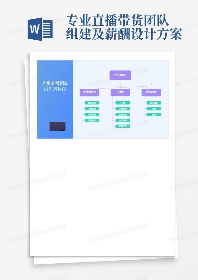带货直播团队组织架构图模板