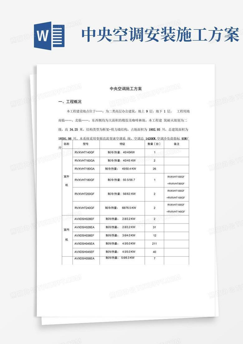 中央空调多联机施工方案