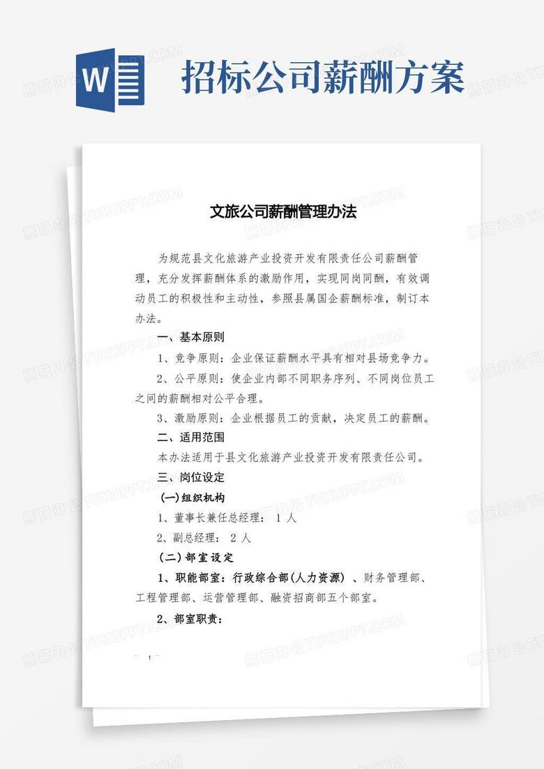 文旅公司薪酬管理办法