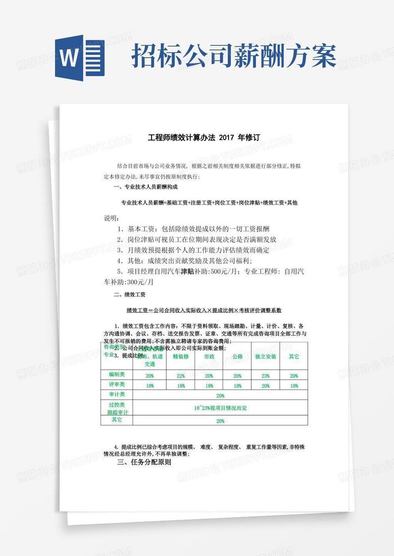 造价咨询公司绩效提成方案