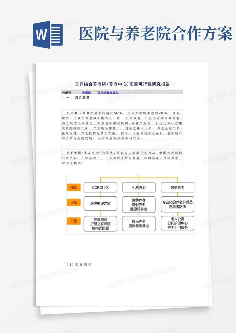 医养结合养老院(养老中心)项目可行性研究报告