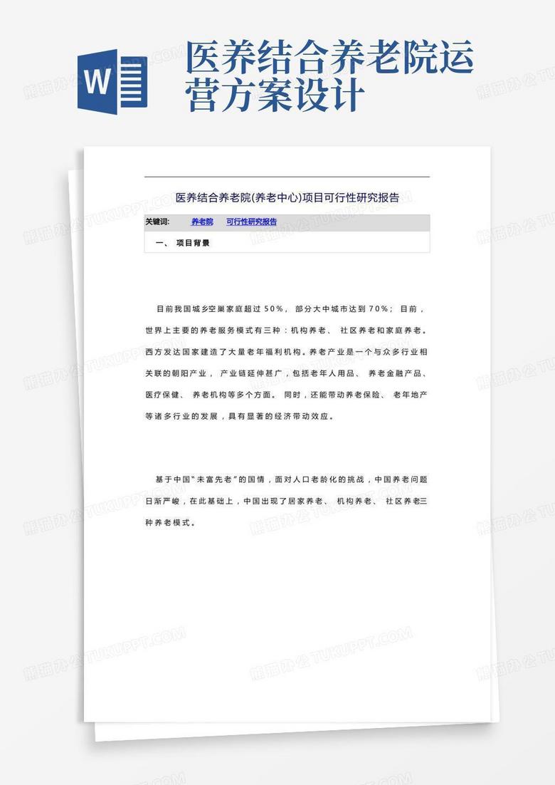 医养结合养老院(养老中心)项目可行性研究方案报告