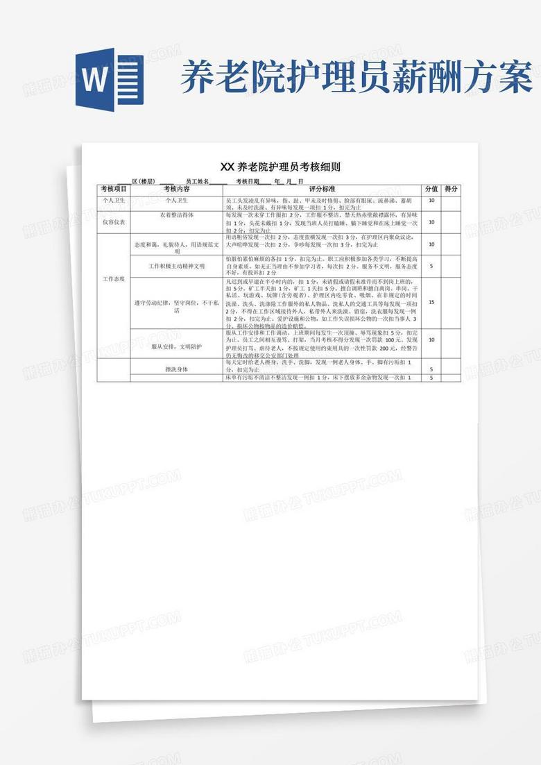 养老院护理员考核细则