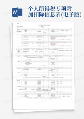 个人所得税专项附加扣除信息表(电子版)