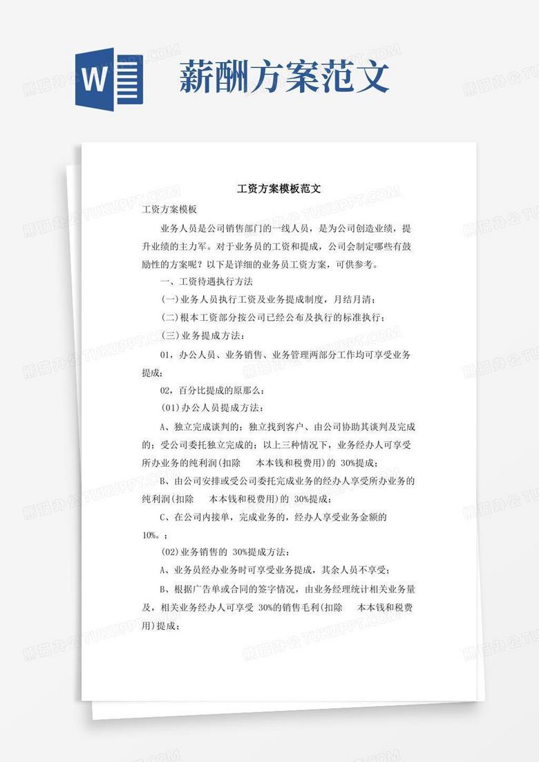 工资方案模板范文