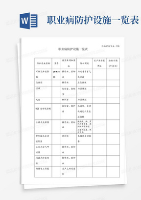 职业病防护设施一览表