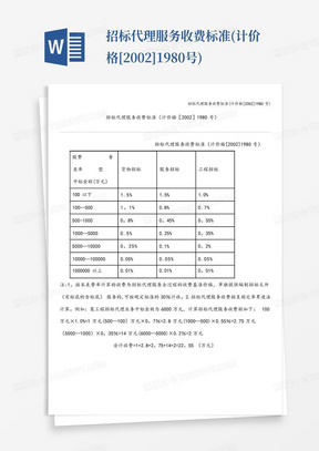 招标代理服务收费标准(计价格[2002]1980号)