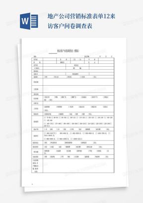 地产公司营销标准表单12-来访客户问卷调查表