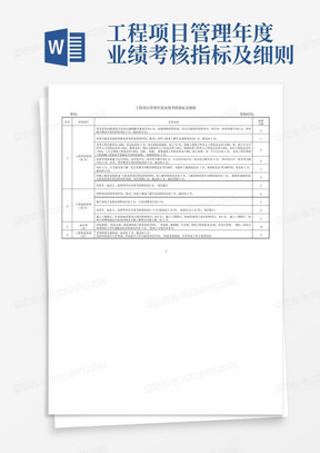 工程项目管理年度业绩考核指标及细则