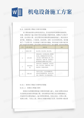 机电安装工程施工方案与技术措施含系统综合调试方案