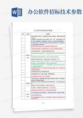 办公软件招标技术参数