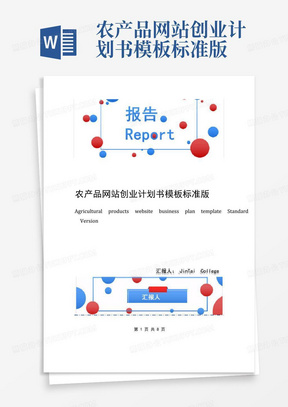 农产品网站创业计划书模板标准版-