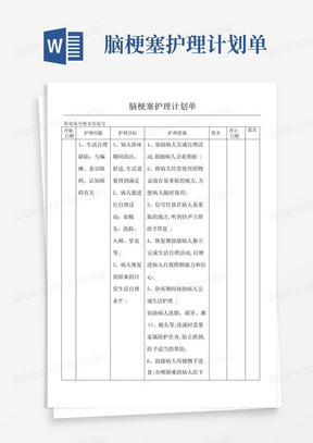 脑梗塞护理计划单-