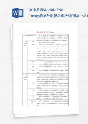 高中英语Module2NoDrugs教案外研版必修2-外研版高一必修2英语教案