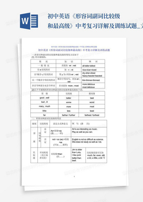 初中英语《形容词副词比较级和最高级》中考复习详解及训练试题_文...