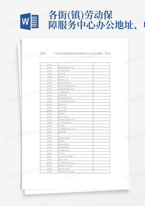 各街(镇)劳动保障服务中心办公地址、电话