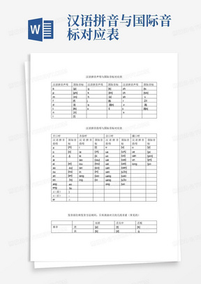 汉语拼音与国际音标对应表