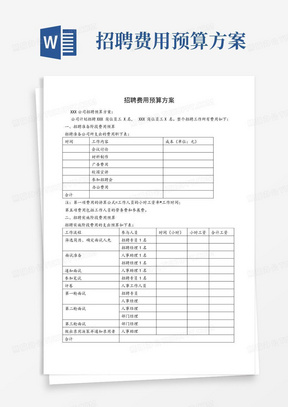 招聘费用预算方案